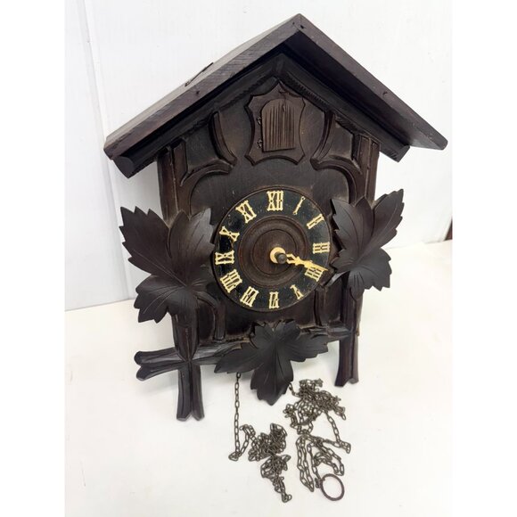Antique Wood West Germany Cuckoo Wall Clock - Picture 2 of 11